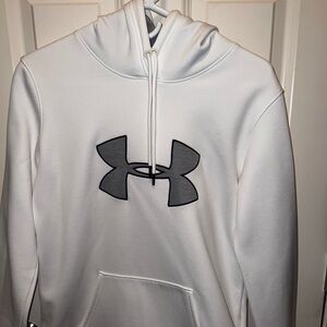 White Under Armour sweatshirt with hood! Great condition.